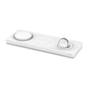 Travel Adapters: Belkin BoostCharge 3-in-1 Wireless Charging Pad (White) for iPhone Apple Watch & AirPods