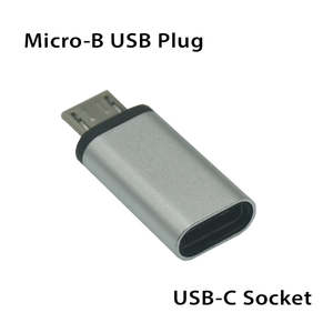 Power Adapters: Cable Adapter Micro USB to USB-C (Silver) to Charge Micro-B USB Devices with USB-C Cable