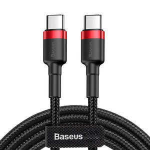 Power Adapters: Baseus USB-C to USB-C 60W PD Fast Charge Cable 0.5M (Black/Red) Durable