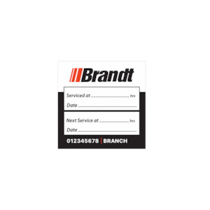 Brandt Construction: zBrandt - Mower Service Sticker - Synthetic