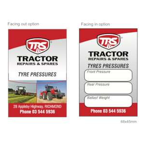 TRS - Tyre Pressure Label 68x45mm Synthetic