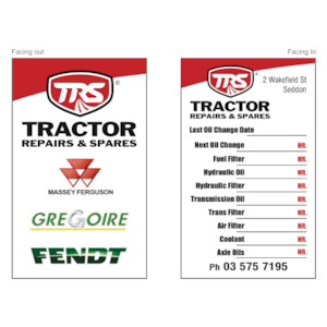 TRS - Tractor Major Service Label 90x55mm Synthetic