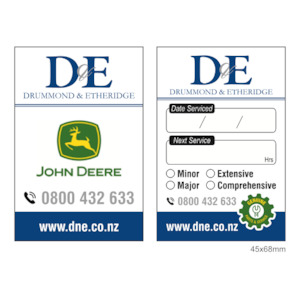D E Portal: D&E - John Deere Tractor Service Labels 45x68mm