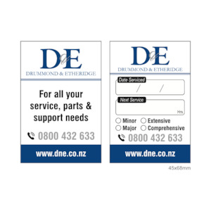 D E Portal: D&E - Tractor Service Labels 45x68mm