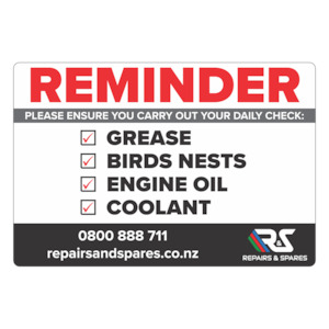 Repairs Spares: R&S Reminder Vinyl 148x100mm