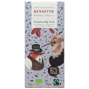 Food Vegan: Bennetto - Exceptionally Dark Organic Chocolate 82% Cocoa - [100g]