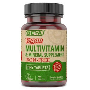 Food Vegan: Deva - Vegan Multivitamin & Mineral Supplement [Iron-Free] - [90 Tiny Tabs]