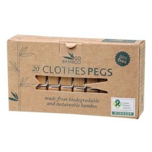 Kitchen Bathroom Cleaning: Go Bamboo Wooden Clothes Pegs [20 Pack]