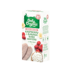 Health Baby S Health: Only Organic - Raspberry & Banana Baby Wafers - [4 x twin packs]