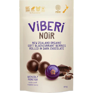 Confectionary: Viberi - Noir Organic Soft Blackcurrants Rolled in Dark Chocolate - [90g]