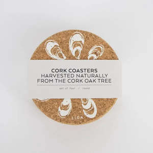 Naturally Harvested Cork Drinks Coasters - Oyster [x4]