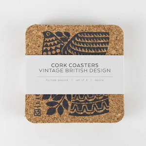 Naturally Harvested Cork Drinks Coasters - Peacock [x4]