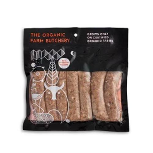 Organic: The Organic Farm Butcher - Organic Beef & Onion Sausages - [400g] - In Store/Click & Collect Only