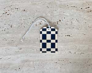 Navy Checkers Gift Tag
