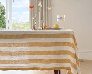 Furniture 1: Linen Table Cloth | Sunflower Stripe