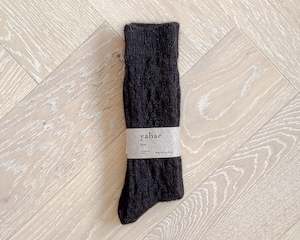 Yahae Socks | Alpaca Cable Pattern Socks | Brown