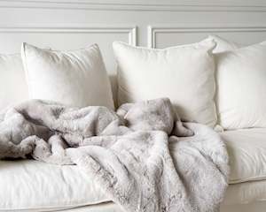 Cushions Throws: Biella Faux Fur Throw | Pearl