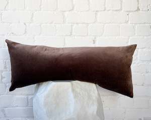 Cushions Throws: Velvet Bolster Cushion | Chocolate