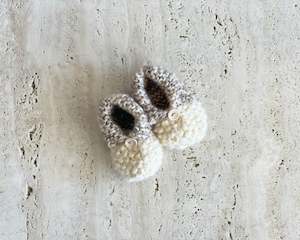 Baby Booties | Cream & Natural | 9-12 months