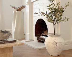 Pots Planters Garden: Whitewash Balinese Pot | Medium