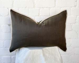Gianno Lumbar Cushion | Olive with Ivory Border