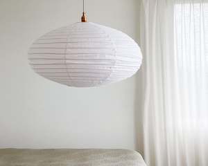 Wabi Linen Shade | Oval | White | 80cm