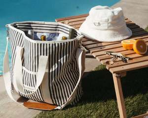 Seaside: Business & Pleasure | Cooler Tote | Laurens Navy Stripe