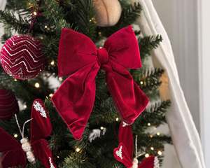 Festivity: Velvet Bow Clip Decoration | Red