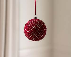Red Velvet Webbed Bauble Decoration