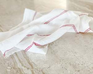 Eco Home: Stripe Linen Tea Towel | Ivory & Red