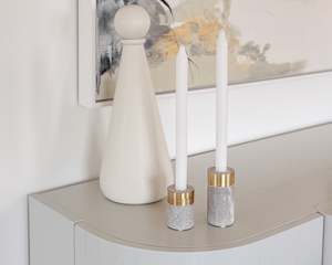 Luca Marble & Brass Candle Holder Set