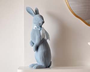 Velvet Flocked Rabbit | Powder Blue