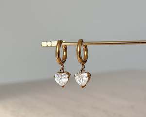 Parfum Jewellery: Saint Sebastian | Valentine Drop Huggies | Clear