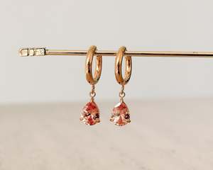 Parfum Jewellery: Saint Sebastian | Teardrop Peach Huggies