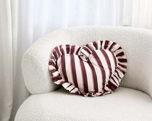 Maggie Heart Cotton Cushion | Russet Stripe