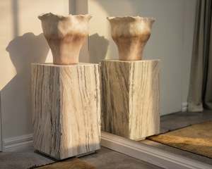 Homeobject: Vitrine Marble Block Side Table | Travertine Onyx