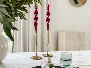 Twisted Taper Candle | Burgundy | Set of 2