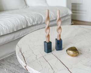 Homeobject: Twisted Taper Candle | Light Walnut | Set of 2
