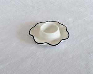 Table: Moulin Ceramic Egg Cup | Ivory & Black