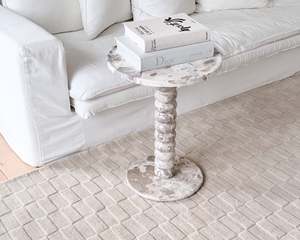 Furniture: Agnés Marble Side Table | Brown