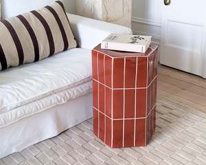 Furniture: Hex Ceramic Tile Stool | Rust