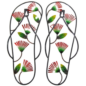 Wall Art: Jandals with pohutukawa