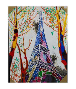 Canvas Art: Eiffel tower coloured Canvas