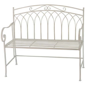 Homewares: White bench seat iron love