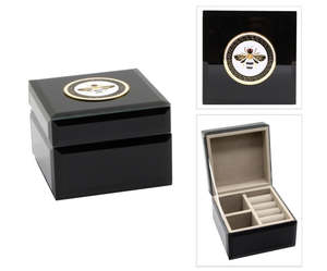 Homewares: Box Black Glass Bee