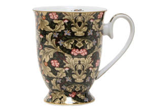 Mug china dark floral carnations boxed