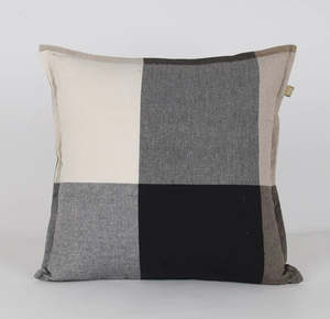 Homewares: Large cushion black check feather filling