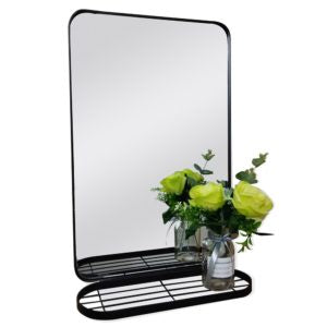 Mirrors: Matt black mirror with shelf
