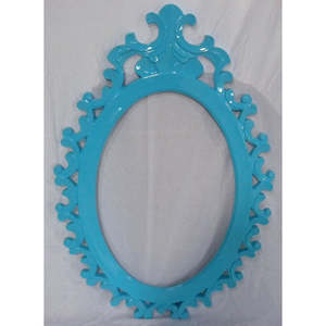 Mirrors: Blue oval ornate mirror