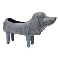 Grey sausage dog planter